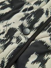 Quilted Jacket with Abstract Print and Snap Button Closure