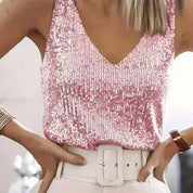 Glitter V-Neck Tank Top for Women