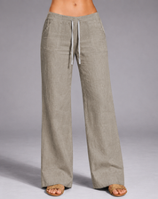 Comfortable Wide-Leg Pants with Elastic Waist and Drawstring for Women