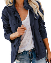 Women's Mid-Season Jacket with Utility Pockets and Zipper
