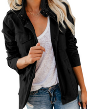 Women's Mid-Season Jacket with Utility Pockets and Zipper