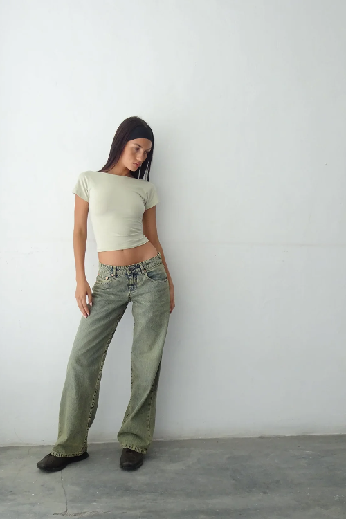 Low Waist Wide-Leg Jeans for Women with Stretch