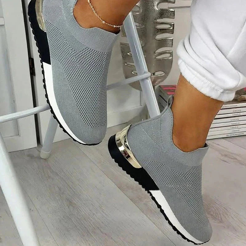 Aimee - Slip-On Sneakers with Gold Accents