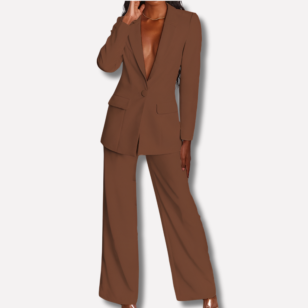 Business Elegant Blazer Set With Pants For Women