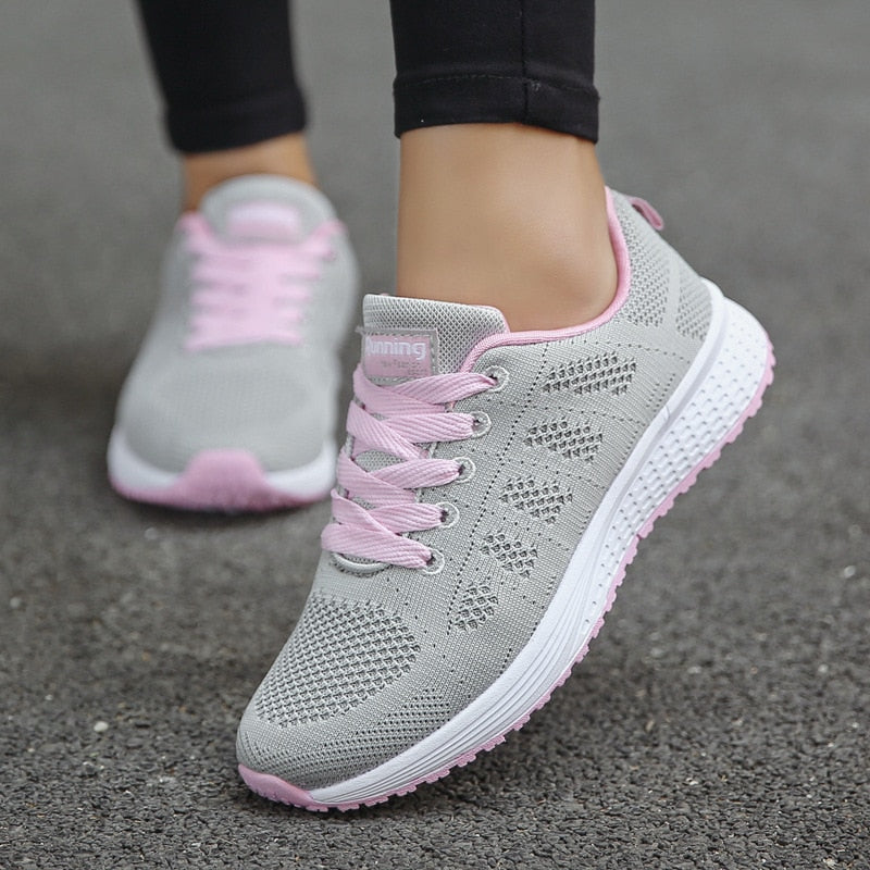 Sporty Sneakers With Breathable Mesh And Laces For Women