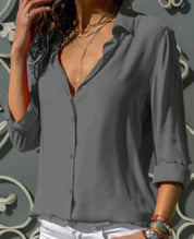 Blouse with Long Sleeves and Collar for Women