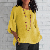 Lightweight Top with Round Neck and Short Sleeves for Women