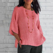 Lightweight Top with Round Neck and Short Sleeves for Women