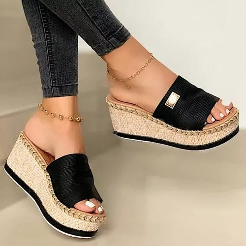 Wedge Heel Sandals For Women With Platform Sole And Open Toe