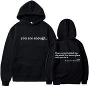 Casual Unisex Hoodie With Statement Print And Long Sleeves