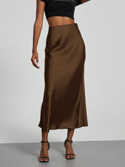 Zoë - Elegant Long Satin Maxi Skirt