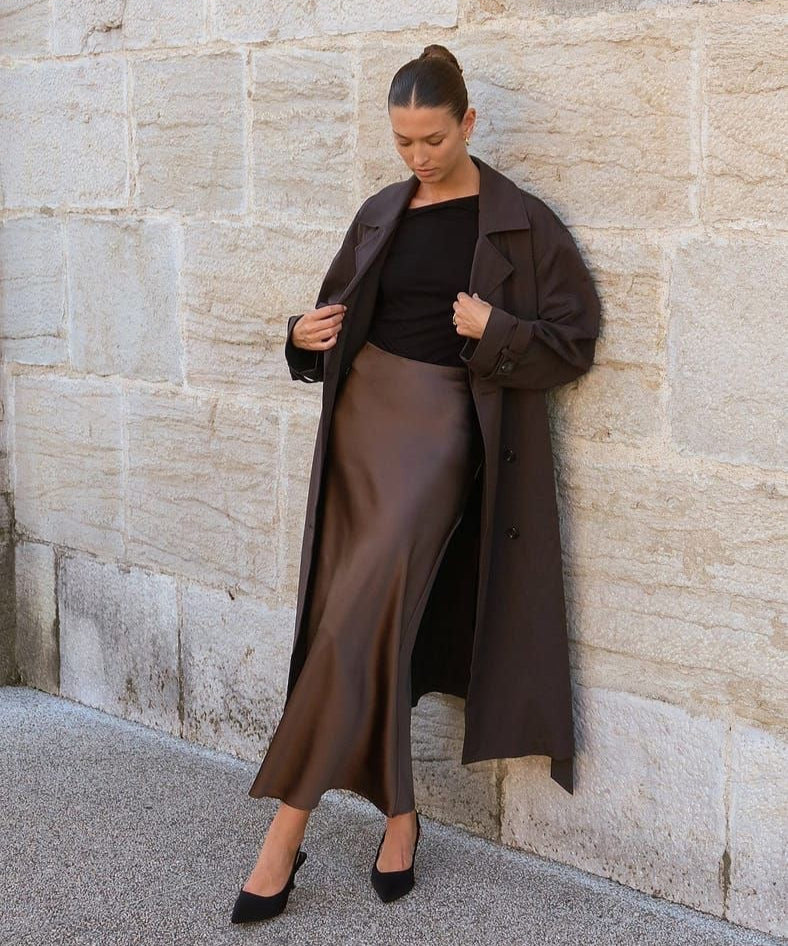 Zoë - Elegant Long Satin Maxi Skirt