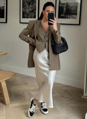 Zoë - Elegant Long Satin Maxi Skirt