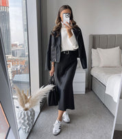 Zoë - Elegant Long Satin Maxi Skirt