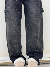 Trendy Shiny Women's Jeans with Wide Legs