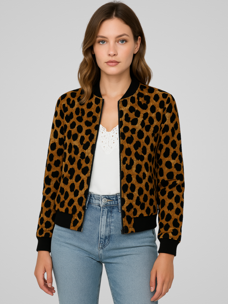 Veerle - Bomber Jacket with Leopard Print