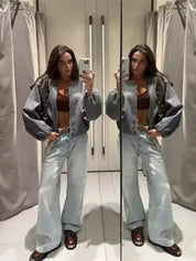 Stylish Short Bomber Jacket for Women with Zipper