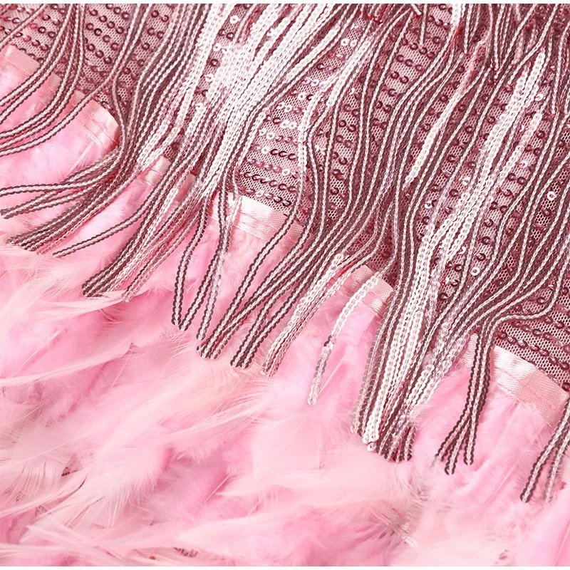 Elegant Glitter Mini Cocktail Dress With Fringe For Women