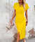 Kiyana Dress | V-Neck Bodycon Midi Dress with Front Split