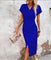 Kiyana Dress | V-Neck Bodycon Midi Dress with Front Split