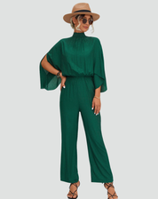 Elegant Women's Jumpsuit with Shoulder Slit and Wide Legs