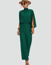 Elegant Women's Jumpsuit with Shoulder Slit and Wide Legs