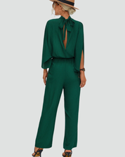 Elegant Women's Jumpsuit with Shoulder Slit and Wide Legs