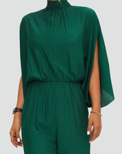 Elegant Women's Jumpsuit with Shoulder Slit and Wide Legs