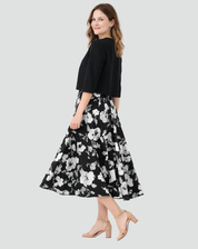 Two-piece set with floral midi dress and short jacket