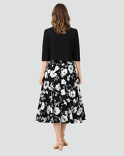 Two-piece set with floral midi dress and short jacket
