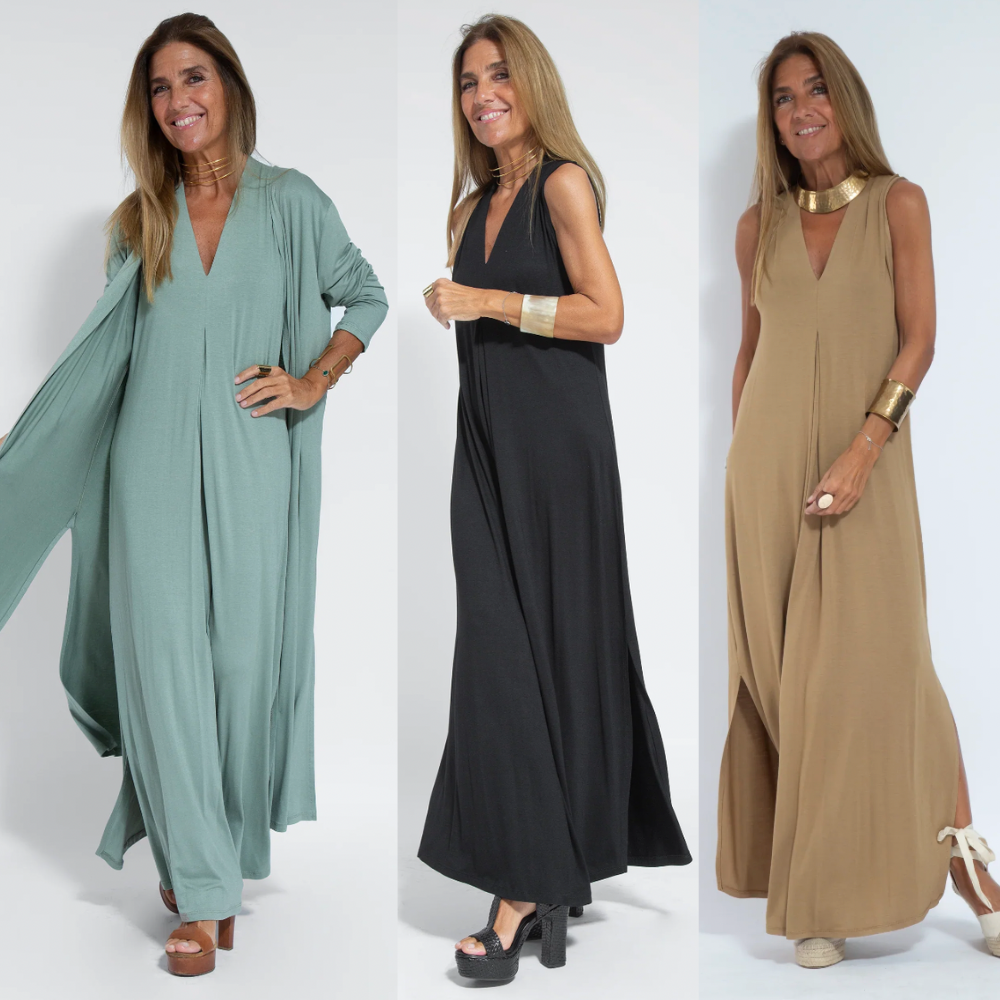 Maxi Dress with Vest and V-Neck for Women