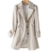 Fitted Women's Trench Coat with Buttons and Classic Collar