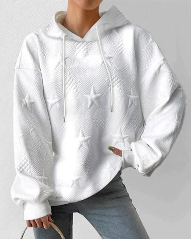 Casual White Knitted Hoodie for Women