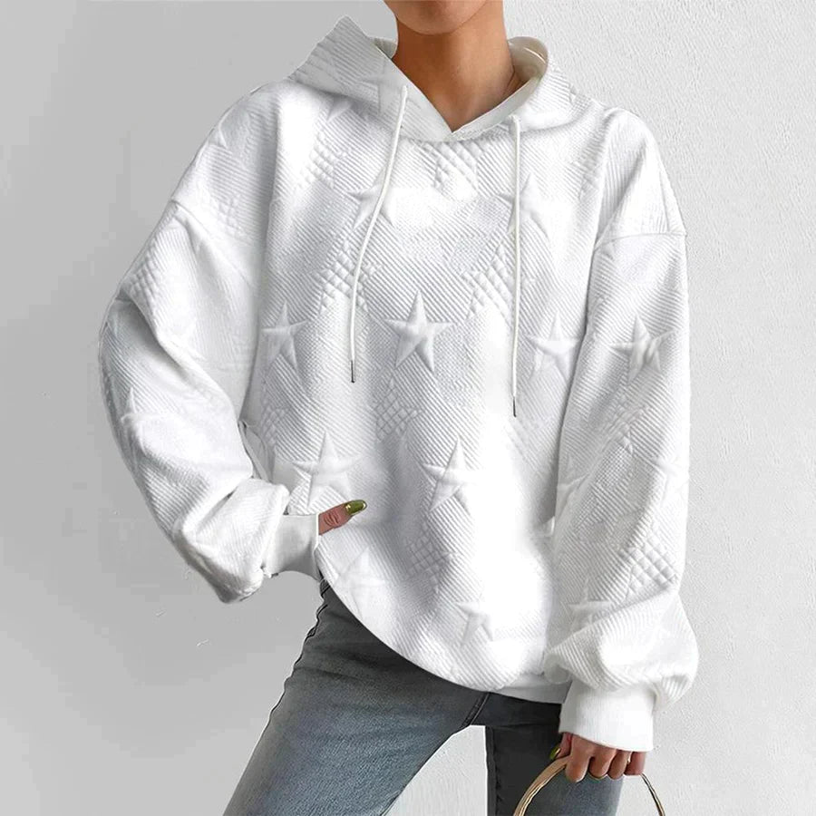 Casual White Knitted Hoodie for Women