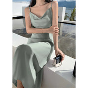 Jady - Satin maxi dress with open back
