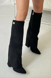 Luxury Knee Boots for Women with Block Heel and Pointed Toe