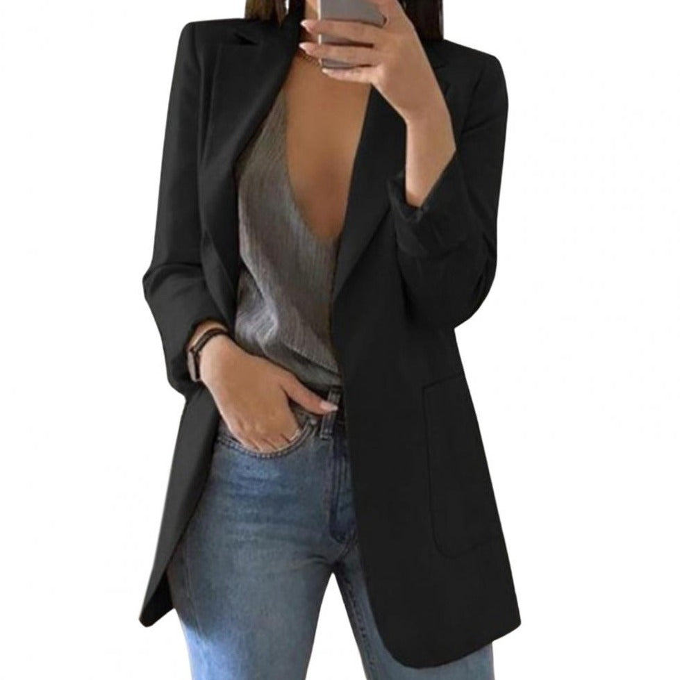 Long Women's Blazer with Classic Lapels