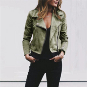 Suede Look Biker Jacket for Women with Zipper and Timeless Style