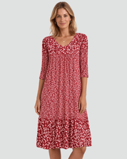 Boho Midi Dress with Floral Print and V-Neck for Women