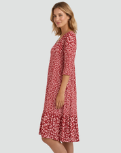 Boho Midi Dress with Floral Print and V-Neck for Women
