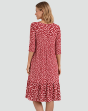 Boho Midi Dress with Floral Print and V-Neck for Women