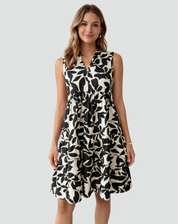 Summer Midi Dress with Print and V-Neck for Women
