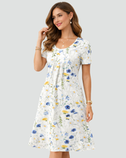 Lightweight Midi Summer Dress with Print and Pockets for Women