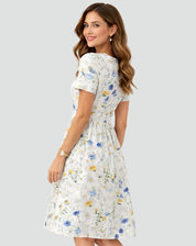 Lightweight Midi Summer Dress with Print and Pockets for Women