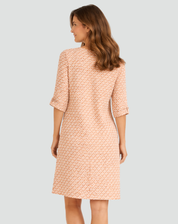 Midi summer dress with geometric print and V-neck for women