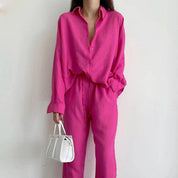 Dominique - Linen set with blouse and wide legs