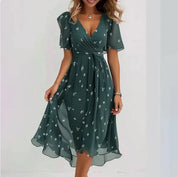 Nika - Midi Women's Floral Dress with Flowy Fit