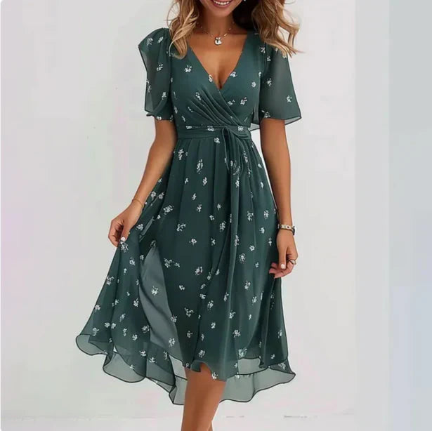 Nika - Midi Women's Floral Dress with Flowy Fit