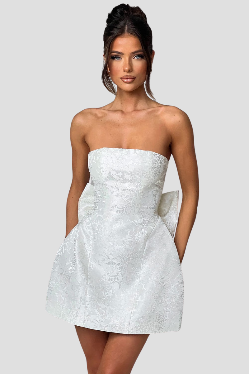 Elegant Strapless Women's Mini Cocktail Dress with Bow