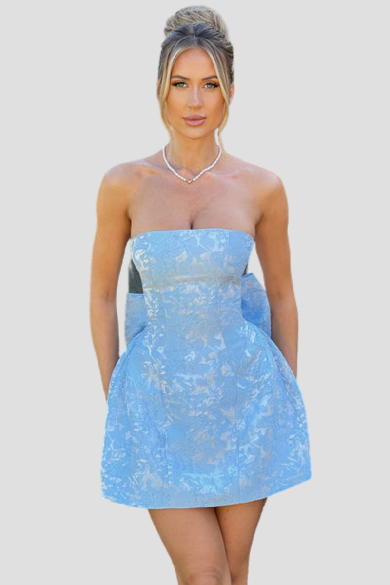 Elegant Strapless Women's Mini Cocktail Dress with Bow